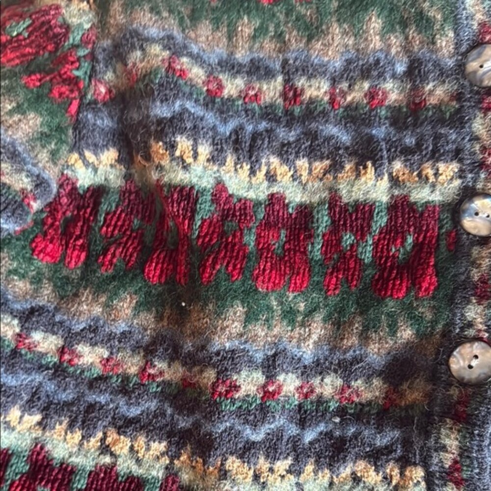 Talbots Multicolor Patterned Knit Cardigan- Vinta… - image 2